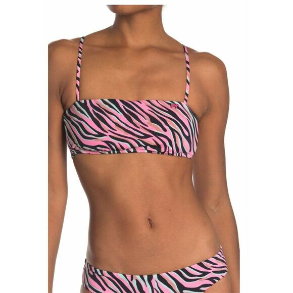 NWT Bikini Lab Pink Black Zebra Stripe Bikini Set $80 - Picture 1 of 4